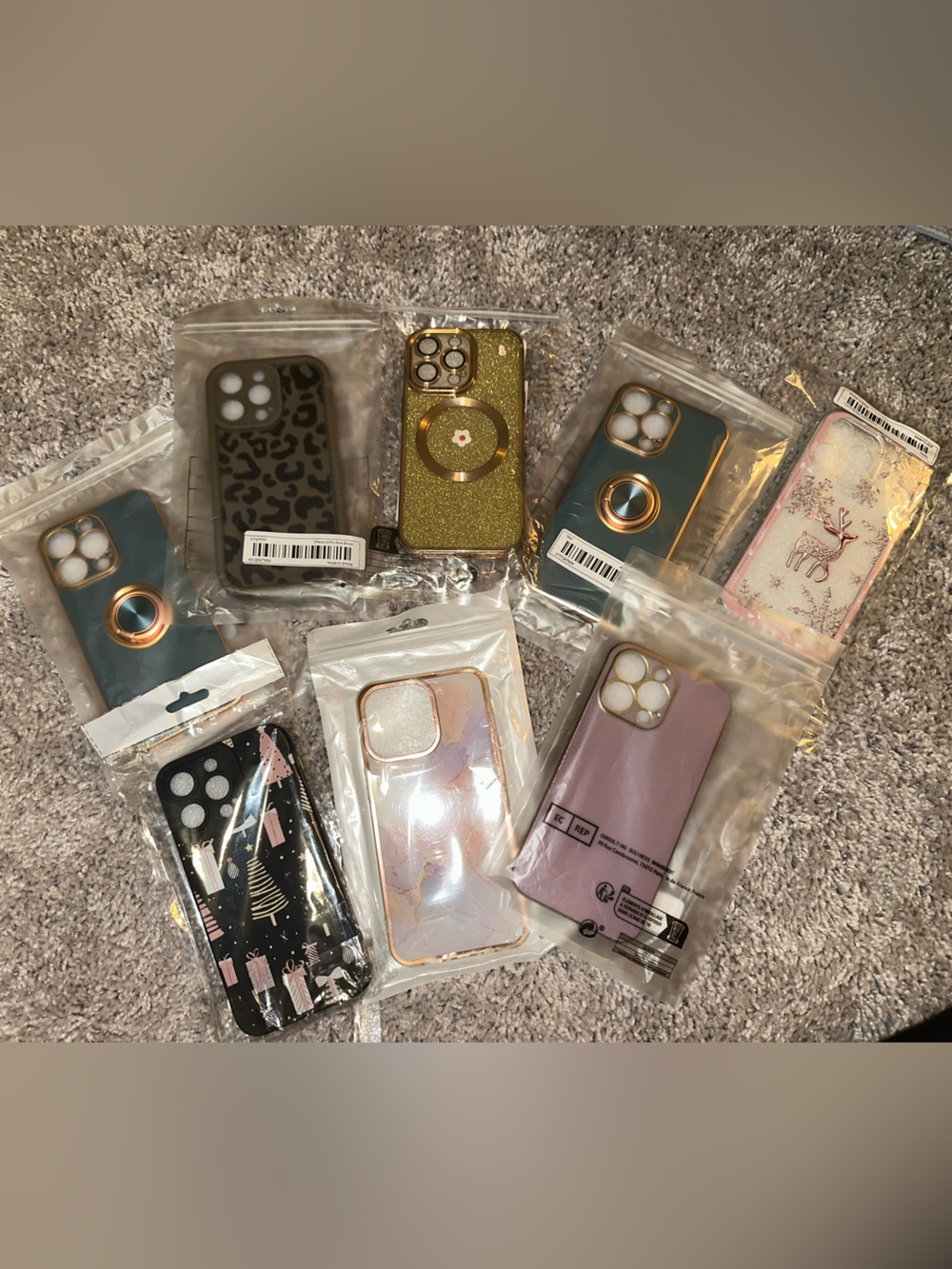 Assorted Glitter & Pattern iPhone Cases - Rose Gold, Black, Green, Purple